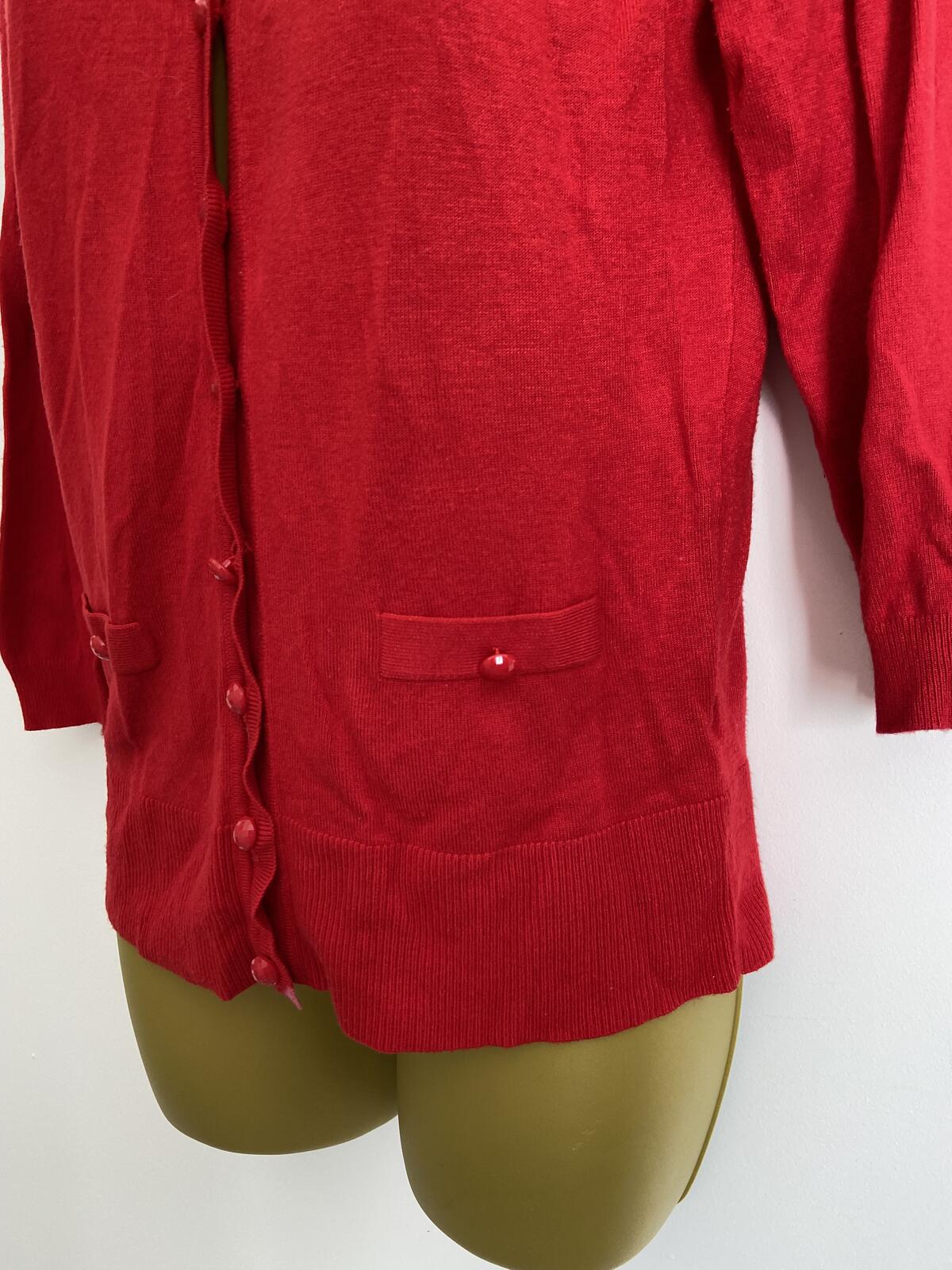 Dunnes Women’s Red 3/4 Sleeve Button-Down Cardigan Size 12