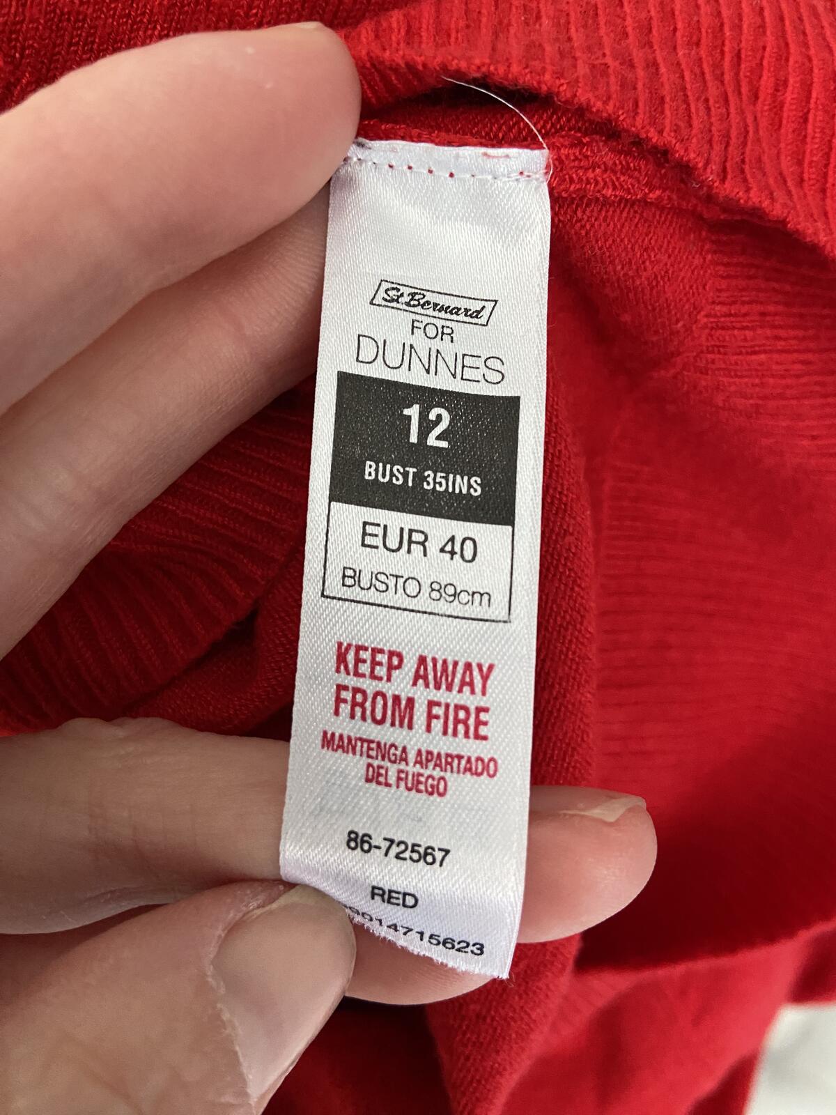 Dunnes Women’s Red 3/4 Sleeve Button-Down Cardigan Size 12
