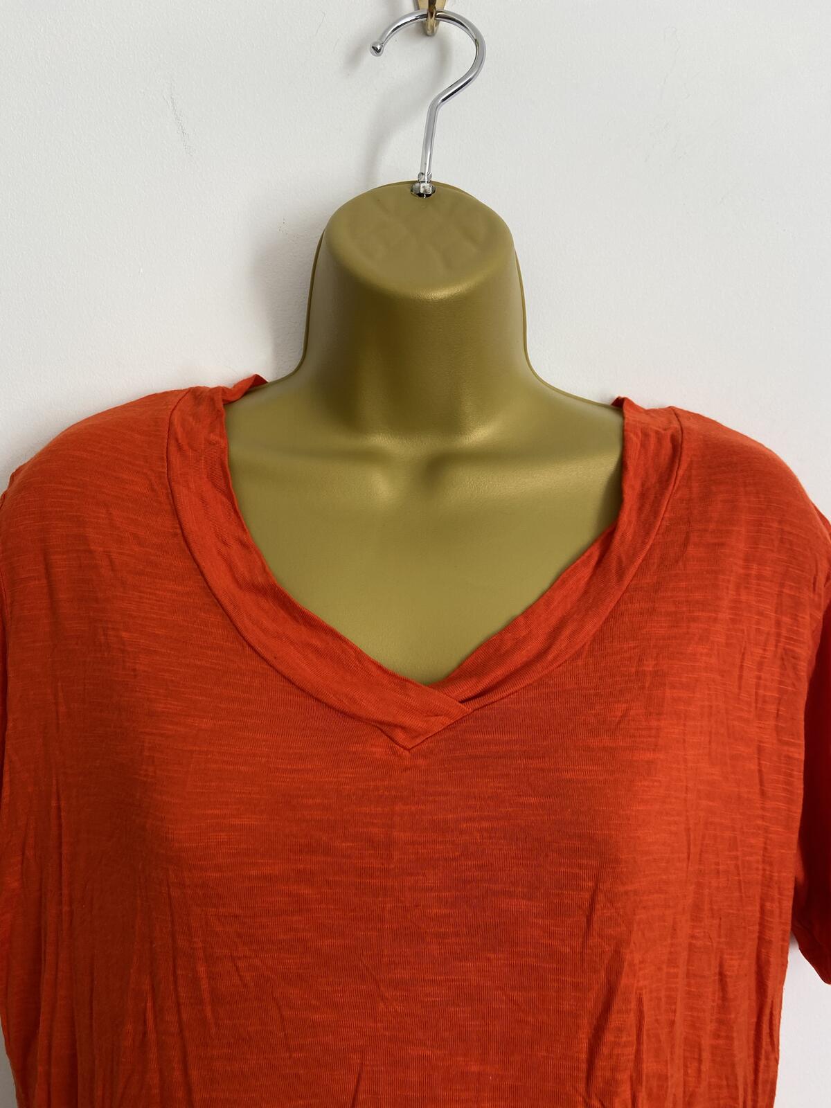 Peacocks Women’s Rust Orange V-Neck Short Sleeve Viscose T-Shirt Size 10