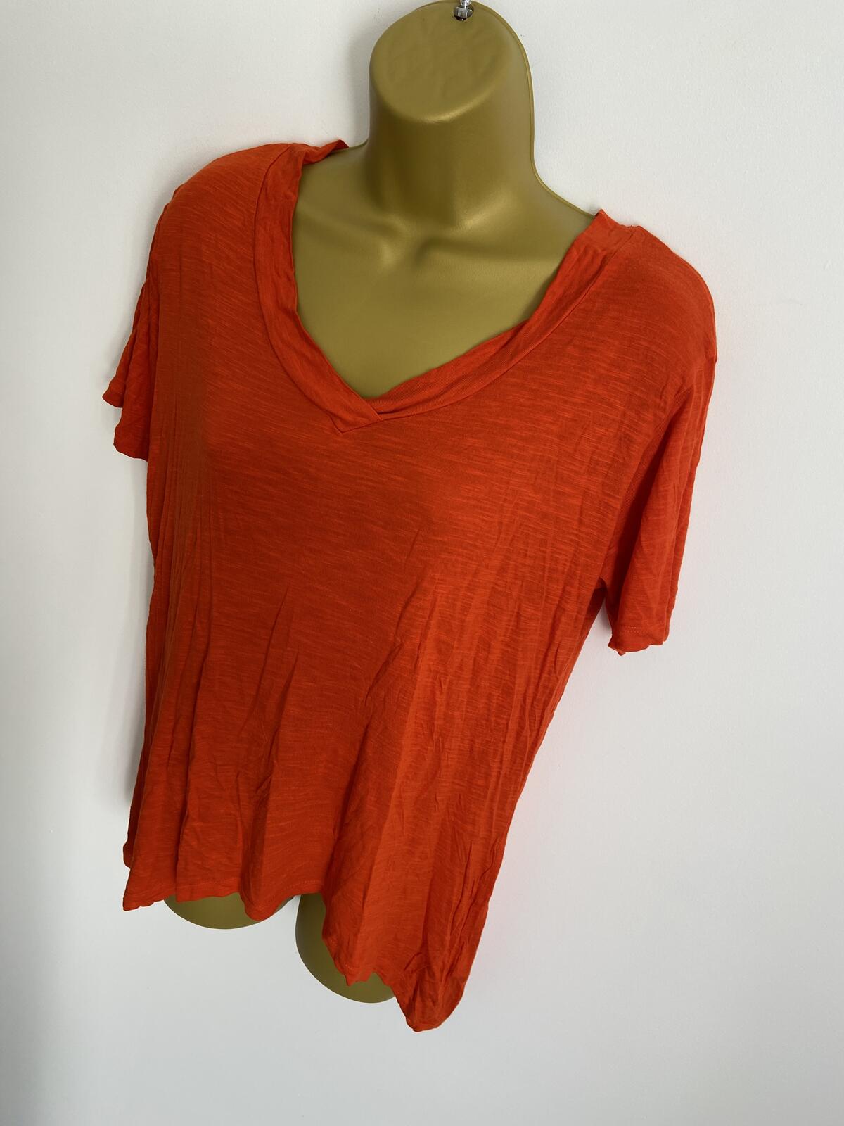 Peacocks Women’s Rust Orange V-Neck Short Sleeve Viscose T-Shirt Size 10