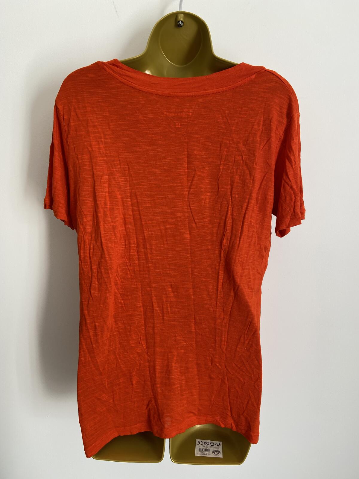 Peacocks Women’s Rust Orange V-Neck Short Sleeve Viscose T-Shirt Size 10