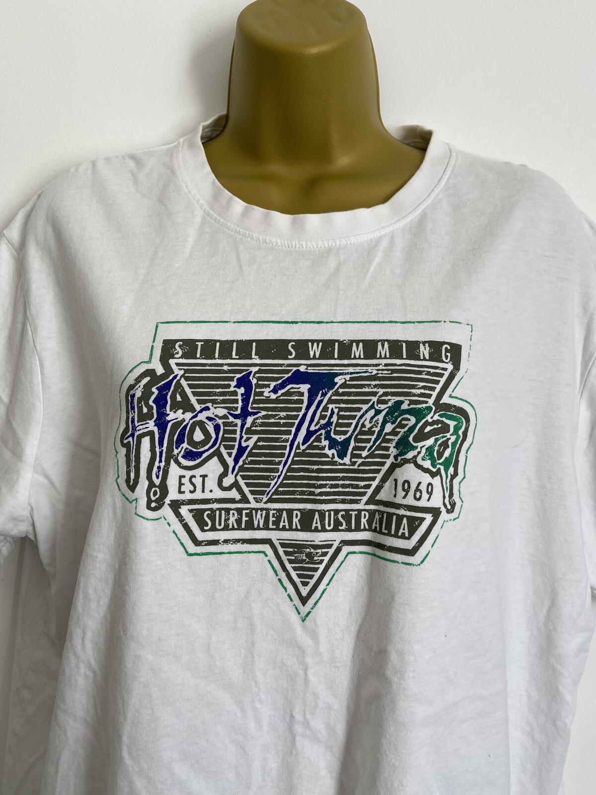 Hot Tuna White Graphic T-Shirt Surfwear Australia 100% Cotton Size Large