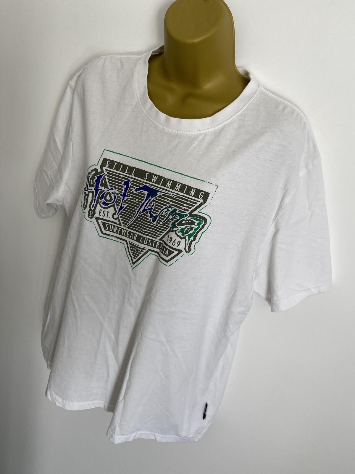 Hot Tuna White Graphic T-Shirt Surfwear Australia 100% Cotton Size Large
