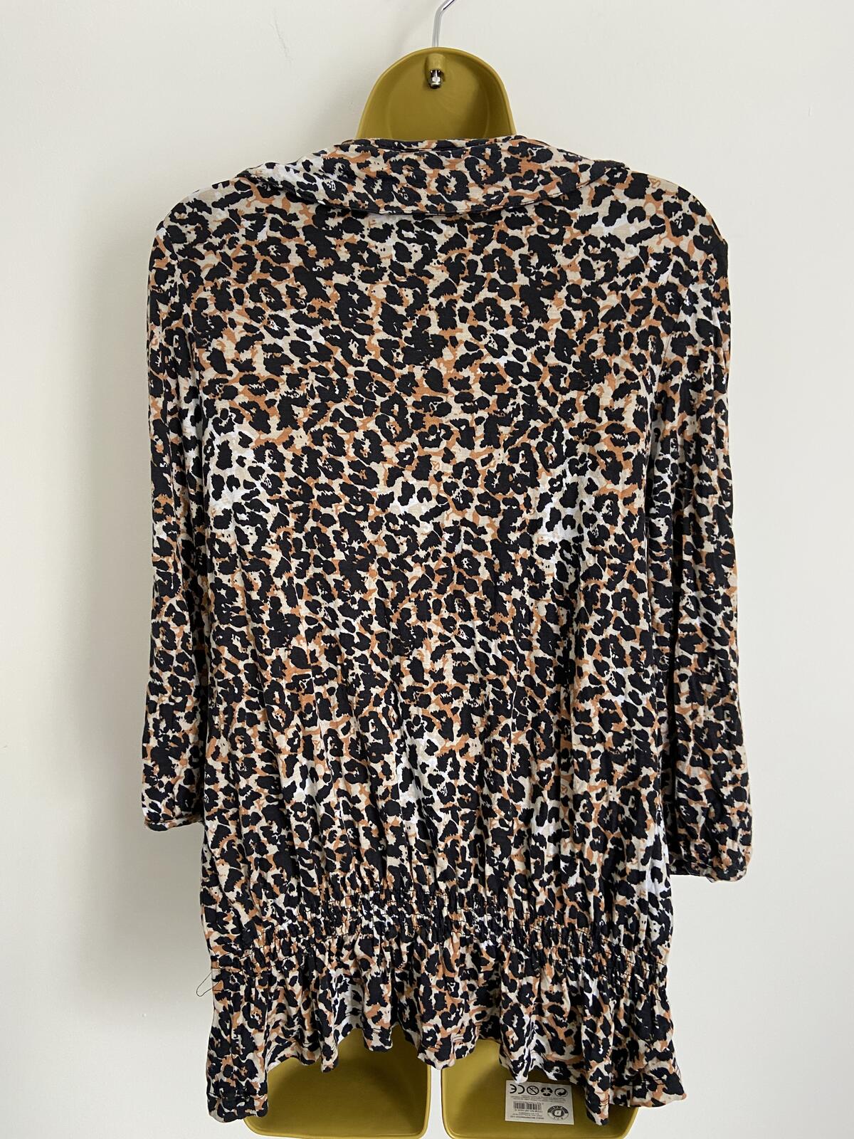 Next Women’s Leopard Print 3/4 Sleeve Blouse with Tie Neck Size 12