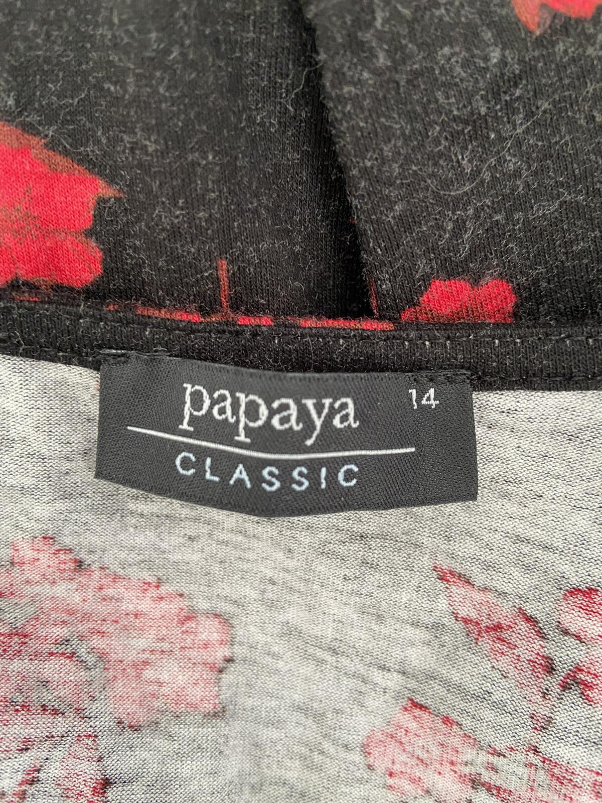 Papaya Women’s Black & Red Floral 3/4 Sleeve Top Size 14