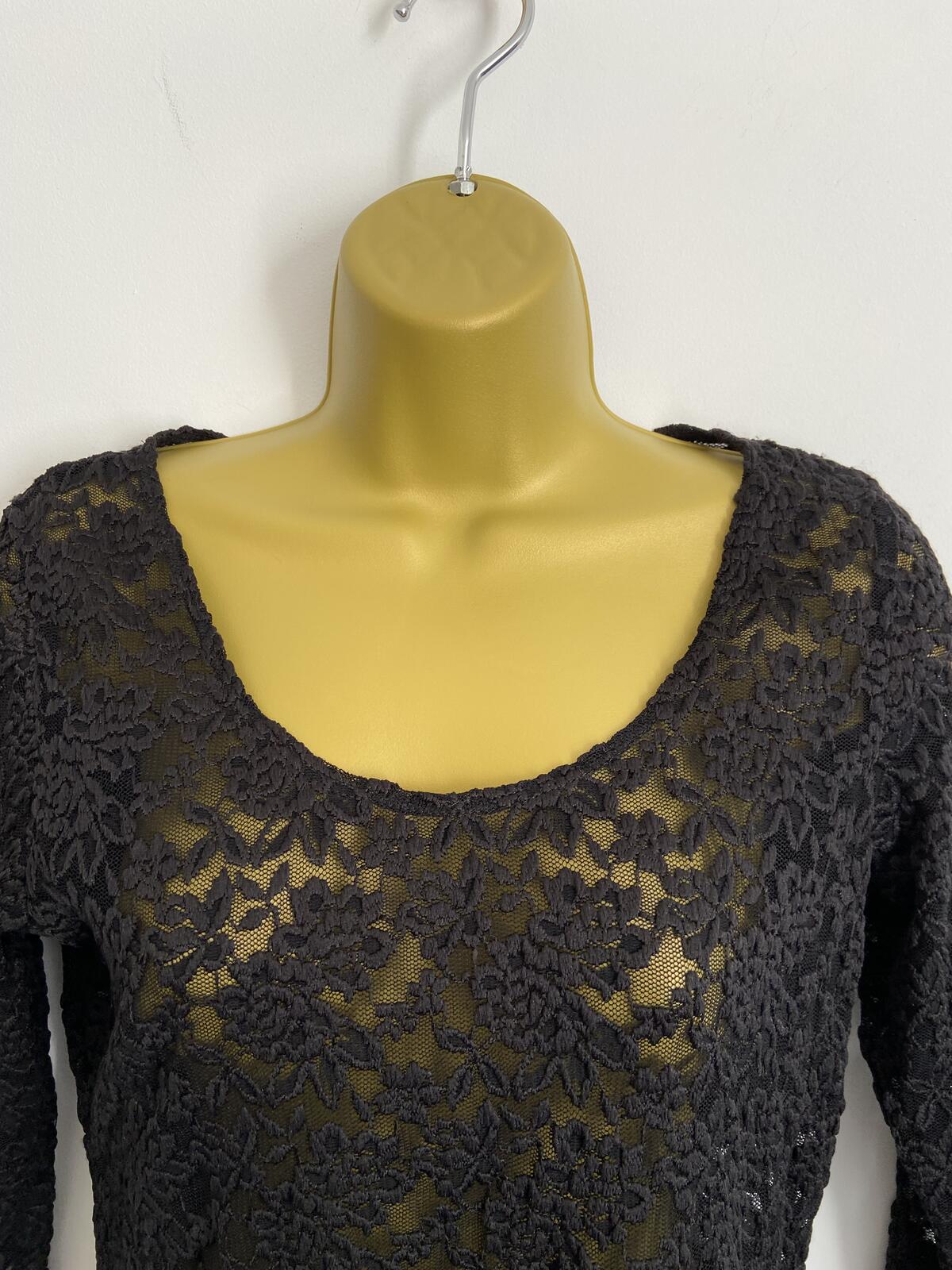 M&S Per Una Women’s Black Floral Lace Top Scallop Hem Size 12