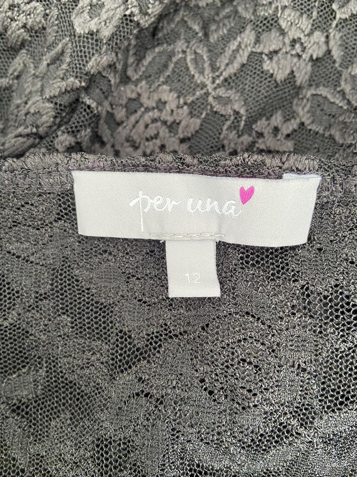 M&S Per Una Women’s Black Floral Lace Top Scallop Hem Size 12