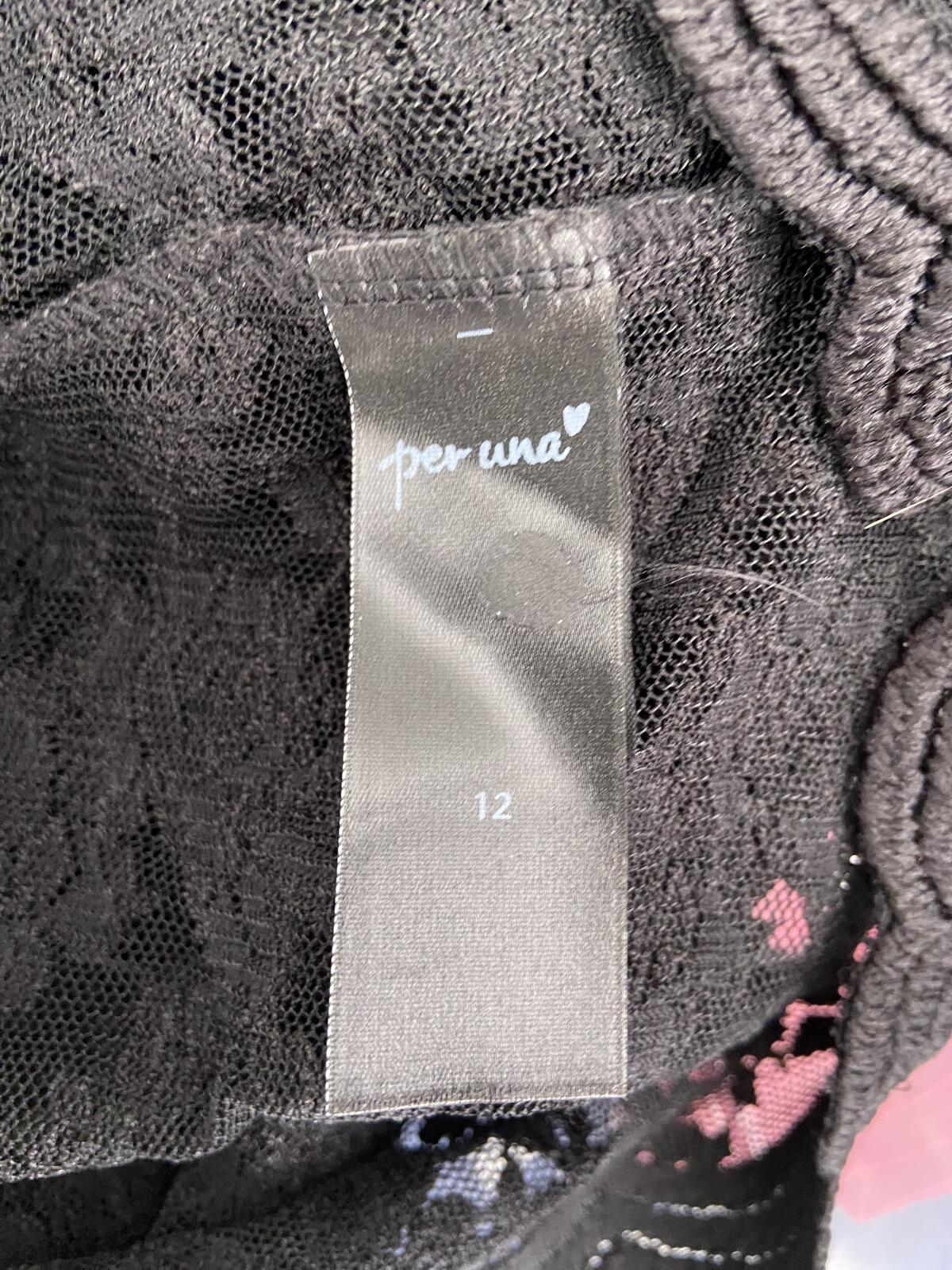 M&S Per Una Women’s Black Floral Lace Top Scallop Hem Size 12