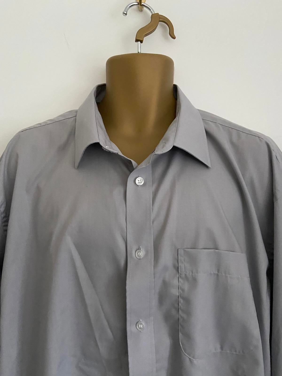 Kustom Kit Men’s Silver Grey Classic Fit Shirt - Long Sleeve Formal, Size 2XL