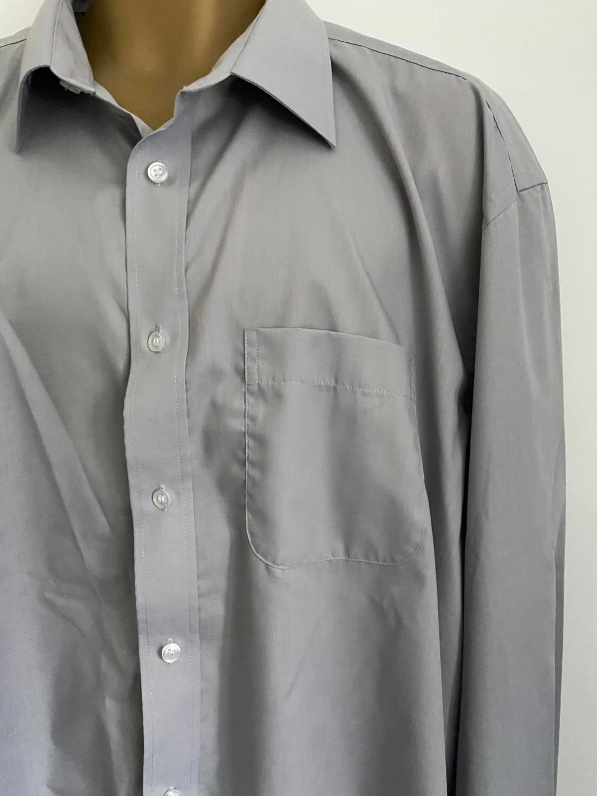 Kustom Kit Men’s Silver Grey Classic Fit Shirt - Long Sleeve Formal, Size 2XL