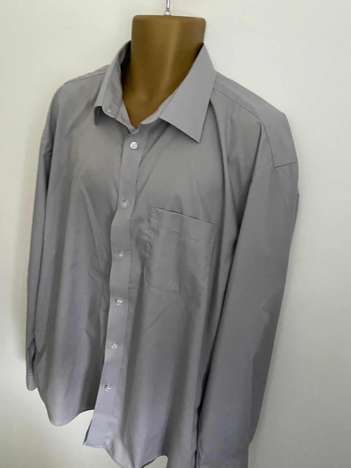 Kustom Kit Men’s Silver Grey Classic Fit Shirt - Long Sleeve Formal, Size 2XL