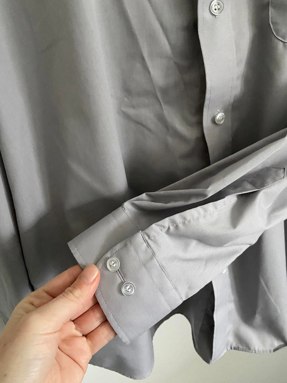 Kustom Kit Men’s Silver Grey Classic Fit Shirt - Long Sleeve Formal, Size 2XL