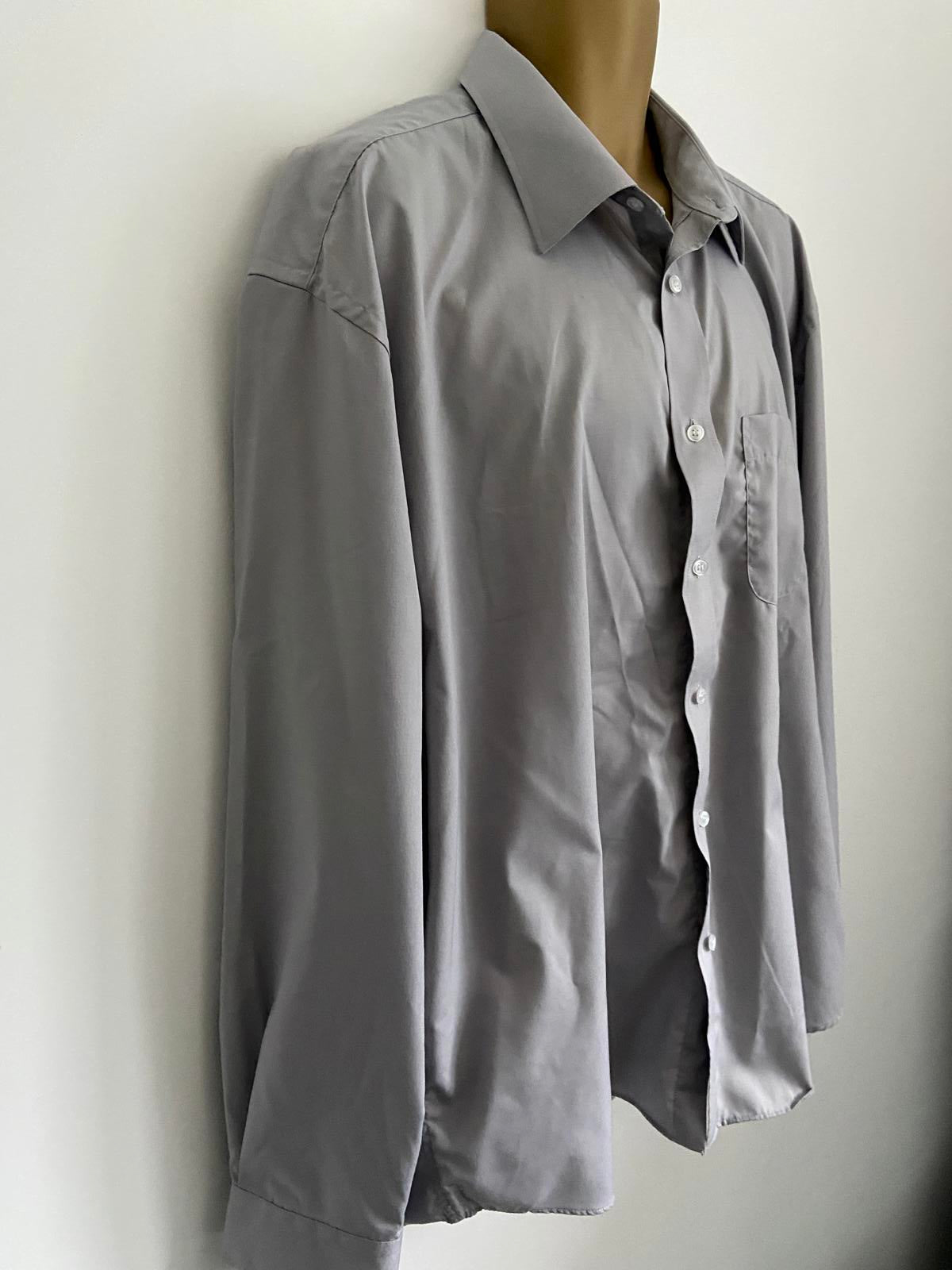 Kustom Kit Men’s Silver Grey Classic Fit Shirt - Long Sleeve Formal, Size 2XL