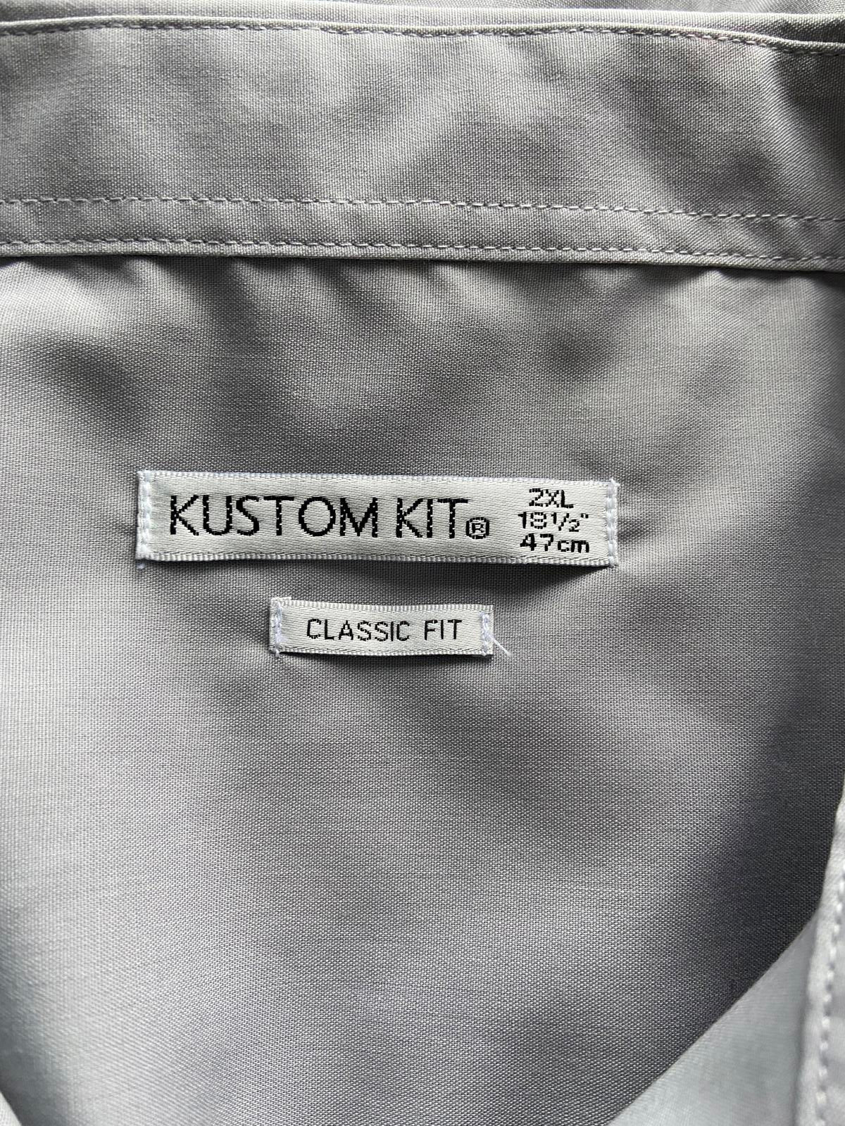 Kustom Kit Men’s Silver Grey Classic Fit Shirt - Long Sleeve Formal, Size 2XL