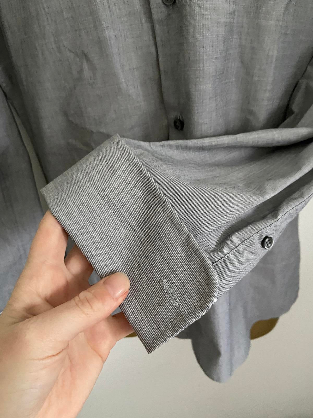 Men’s Charcoal Grey Slim Fit Formal Shirt - Long Sleeve with Contrast Trim, 15"