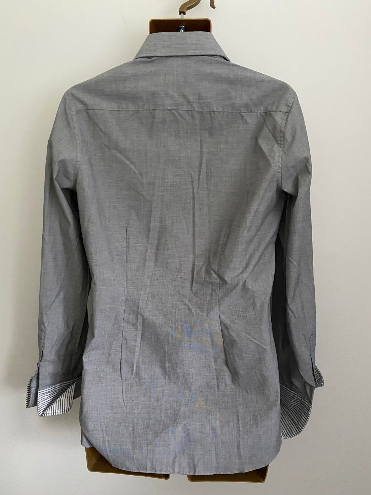 Men’s Charcoal Grey Slim Fit Formal Shirt - Long Sleeve with Contrast Trim, 15"