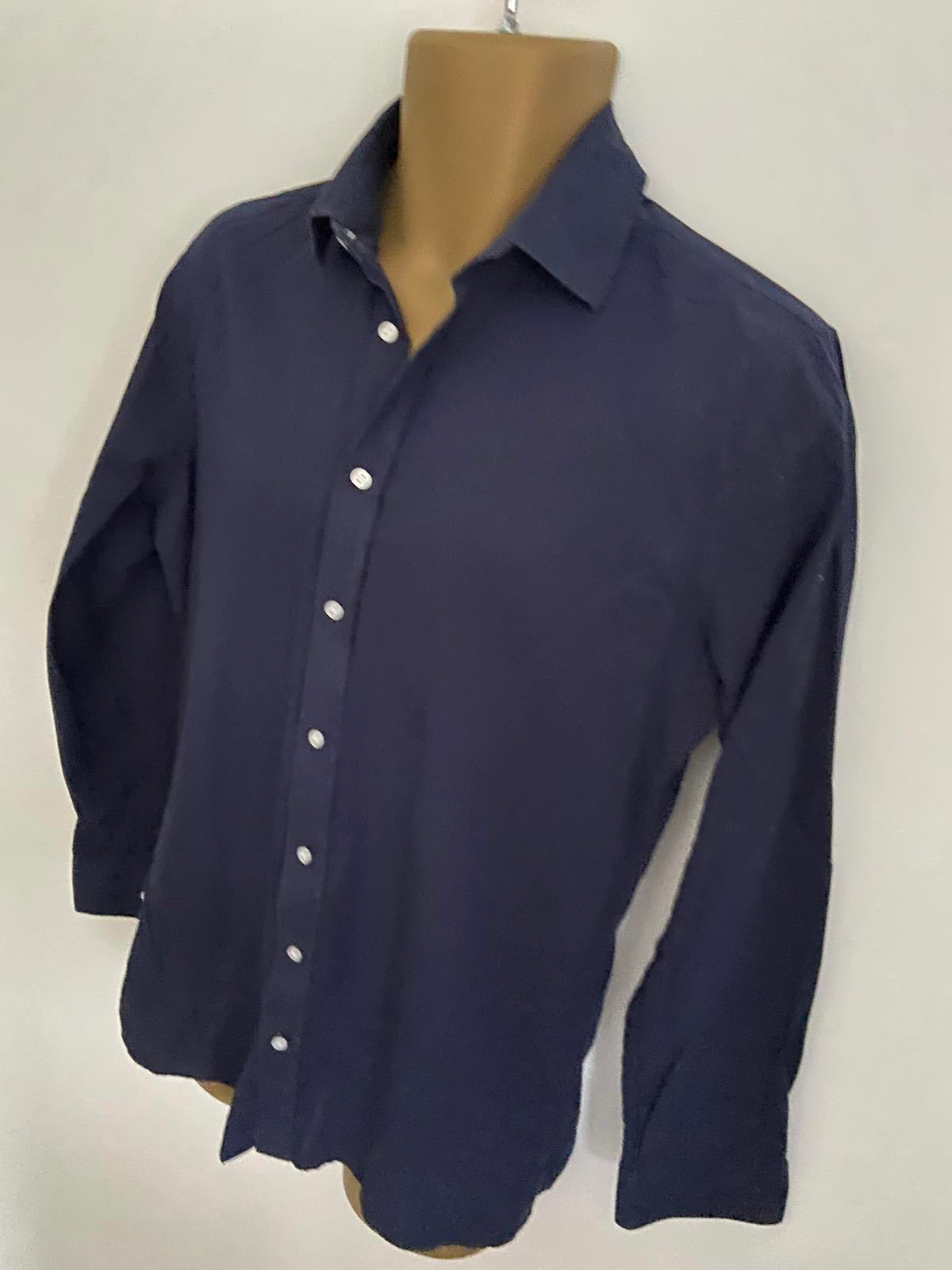 Livergy Men’s Navy Blue Waffle Texture Shirt - 100% Cotton Casual, 15.5"