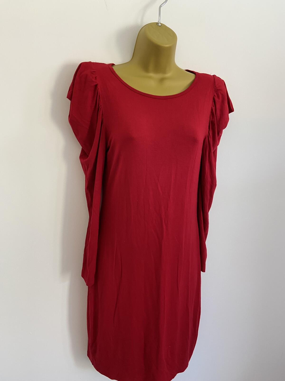 Warehouse Women’s Red Puffy Shoulder Long Sleeve Mini T-Shirt Dress Size 10