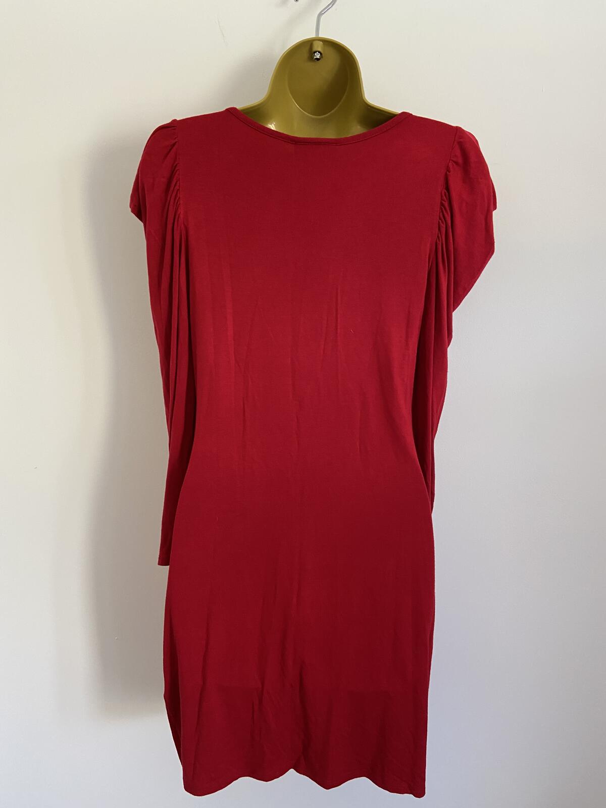 Warehouse Women’s Red Puffy Shoulder Long Sleeve Mini T-Shirt Dress Size 10