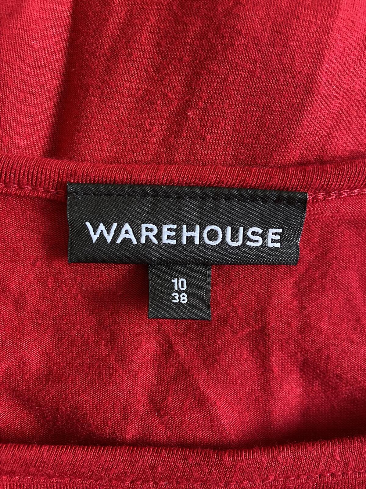 Warehouse Women’s Red Puffy Shoulder Long Sleeve Mini T-Shirt Dress Size 10