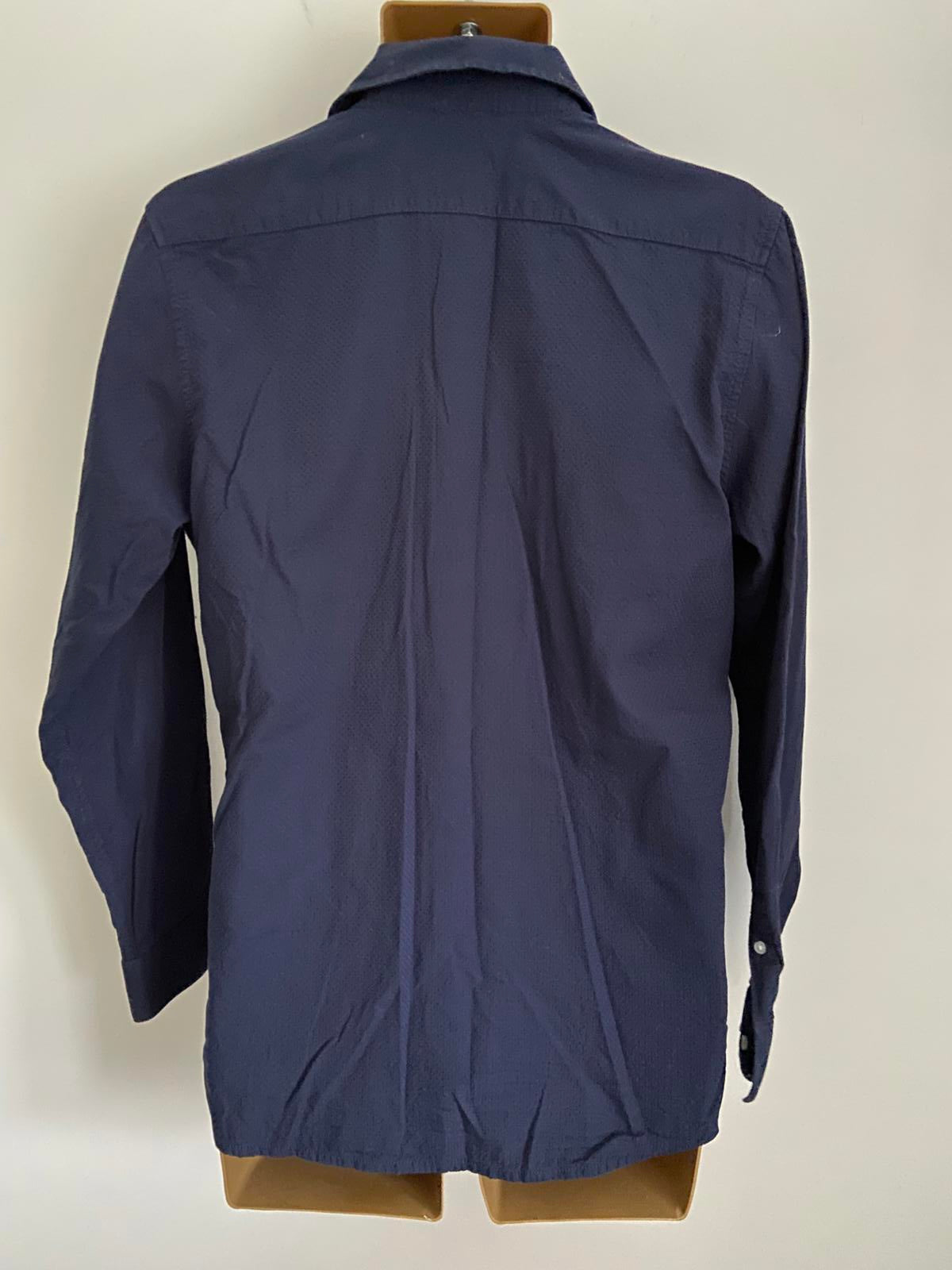 Livergy Men’s Navy Blue Waffle Texture Shirt - 100% Cotton Casual, 15.5"