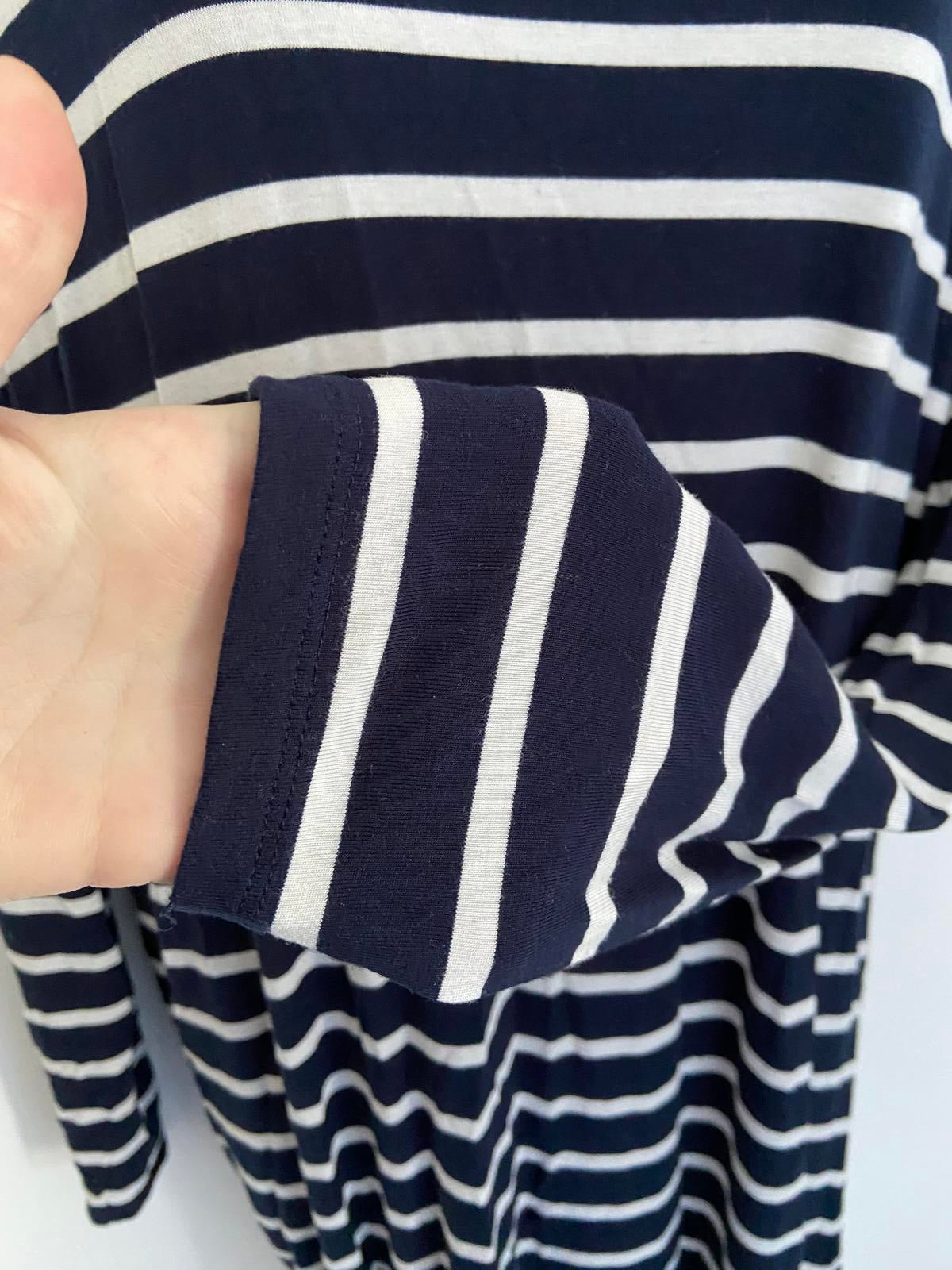 M&S Collection Nautical Stripe T-Shirt Dress - Blue & White, Size 14