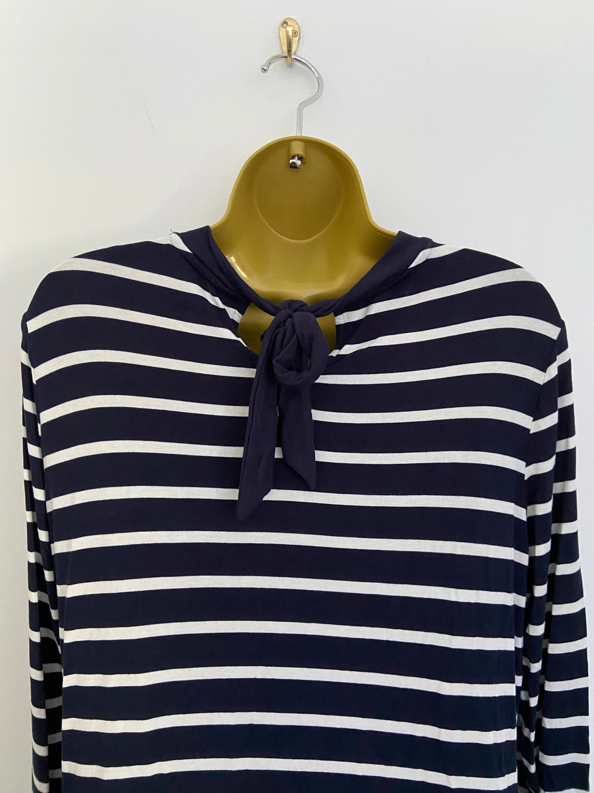 M&S Collection Nautical Stripe T-Shirt Dress - Blue & White, Size 14