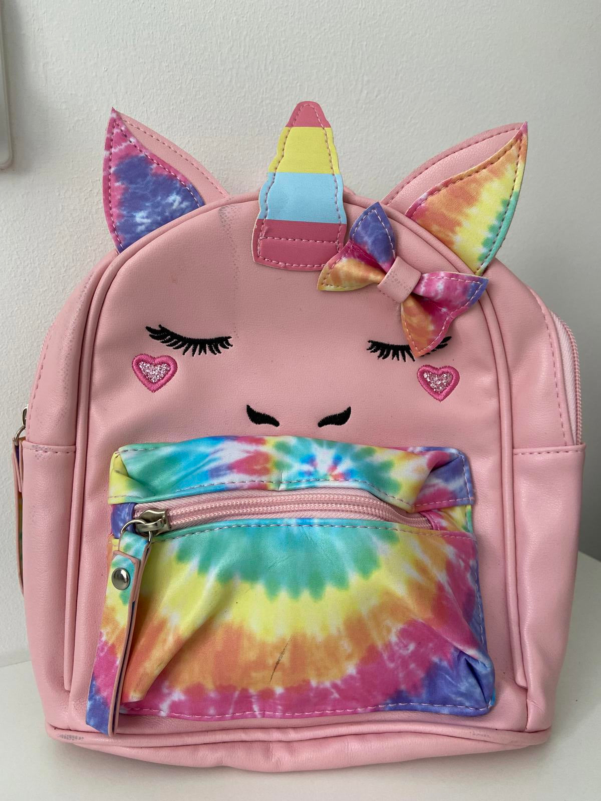 Child's Unicorn Handbag Backpack - Pink Tie-Dye, 26x30cm