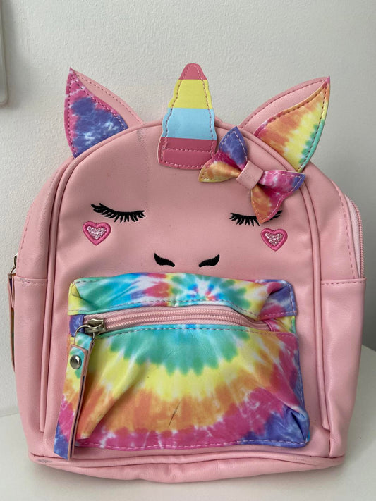 Child's Unicorn Handbag Backpack - Pink Tie-Dye, 26x30cm