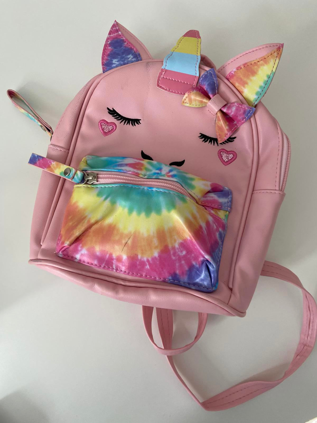 Child's Unicorn Handbag Backpack - Pink Tie-Dye, 26x30cm