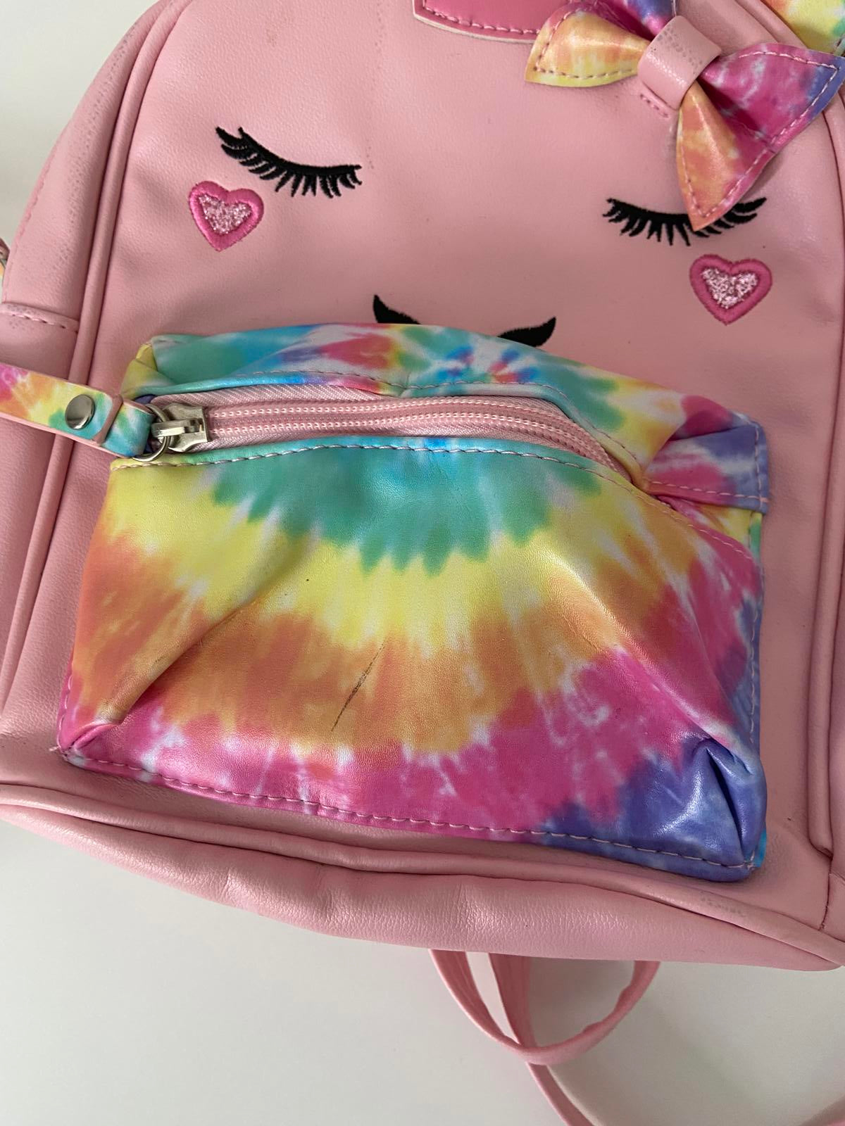 Child's Unicorn Handbag Backpack - Pink Tie-Dye, 26x30cm