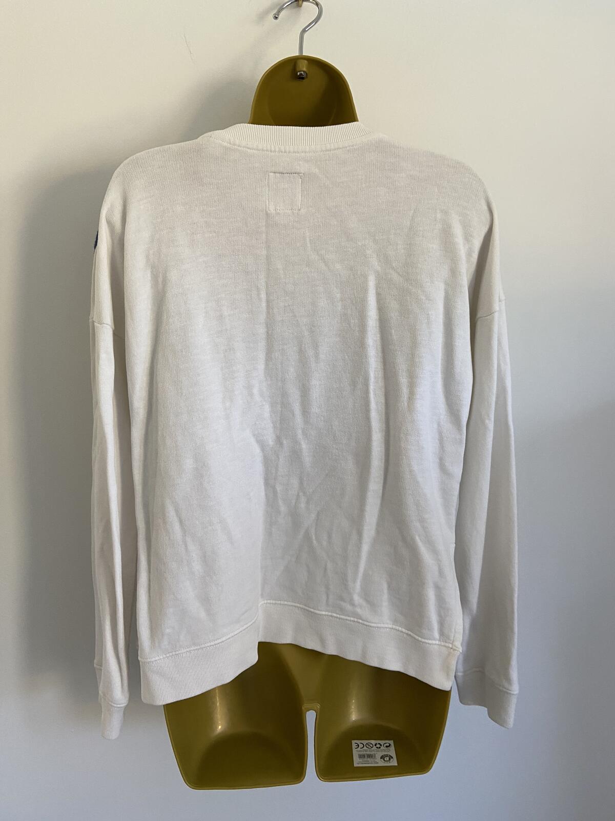 Jack Wills Women’s White Long Sleeve Jumper Blue Floral Embroidery Size 10