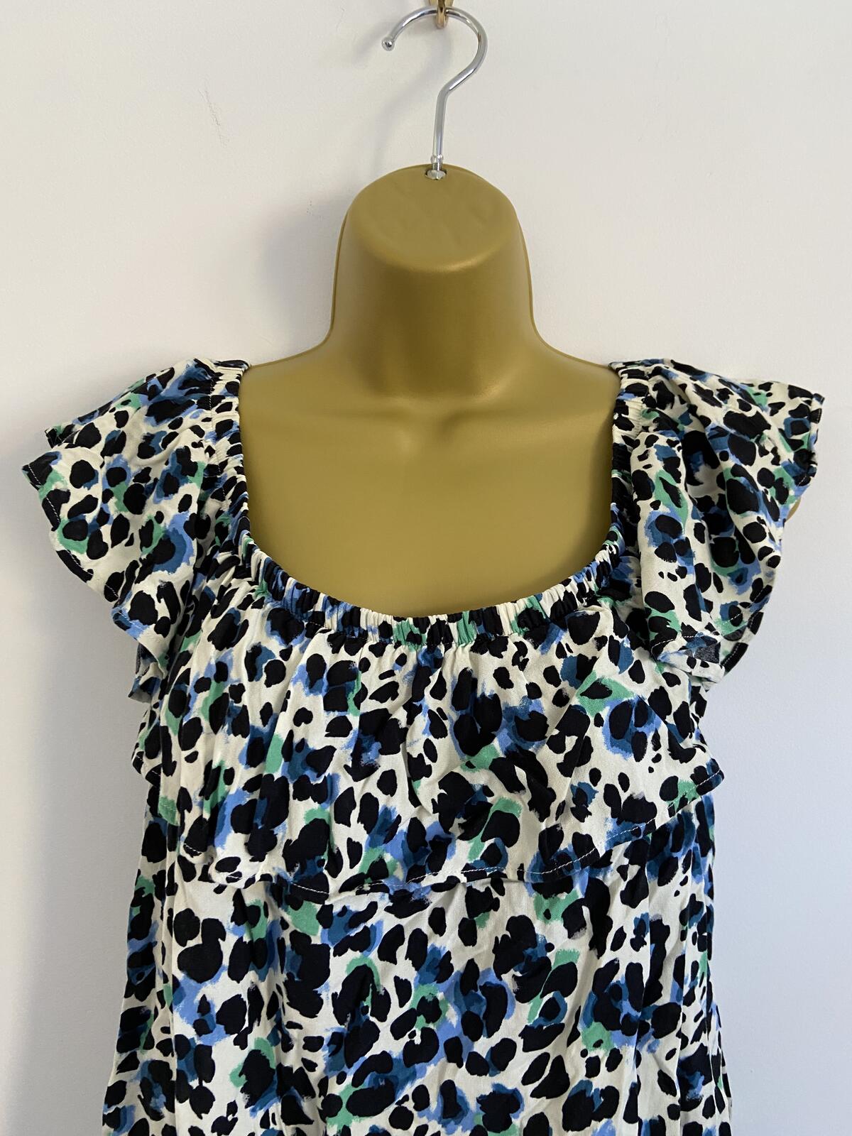 Papaya Women’s Cream Leopard Print Off-The-Shoulder Viscose Blouse Size 14