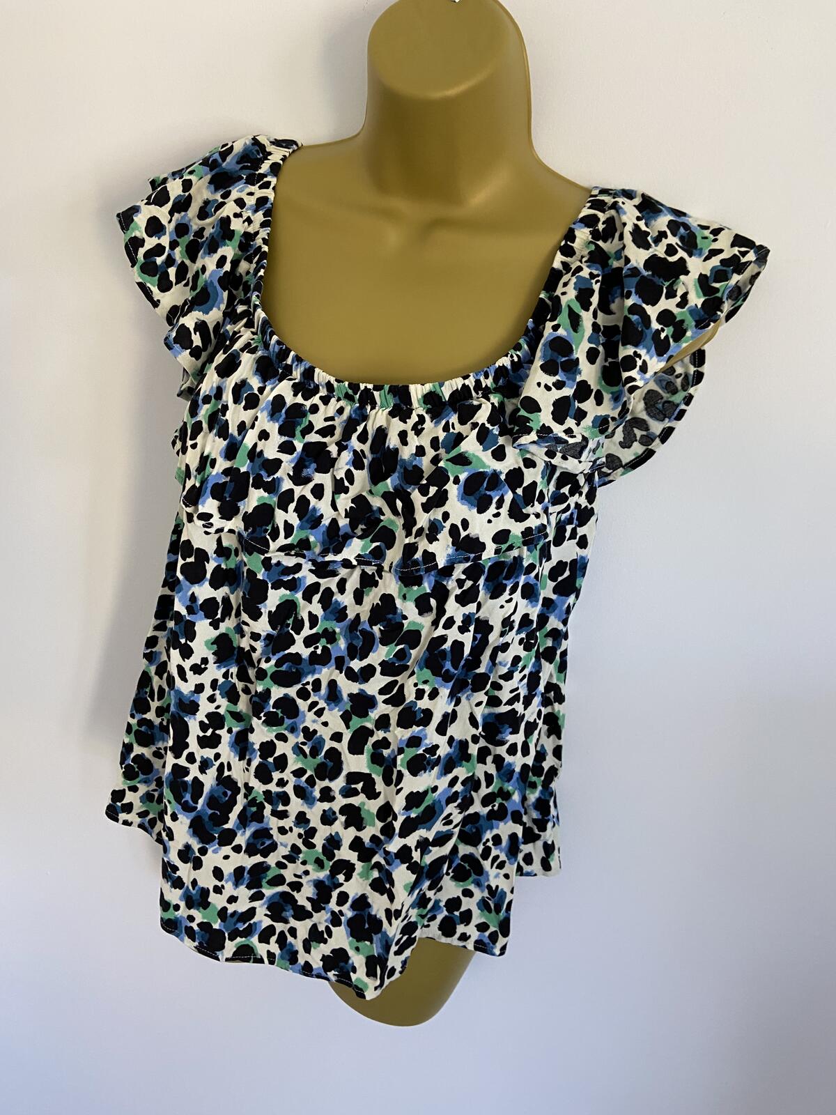 Papaya Women’s Cream Leopard Print Off-The-Shoulder Viscose Blouse Size 14
