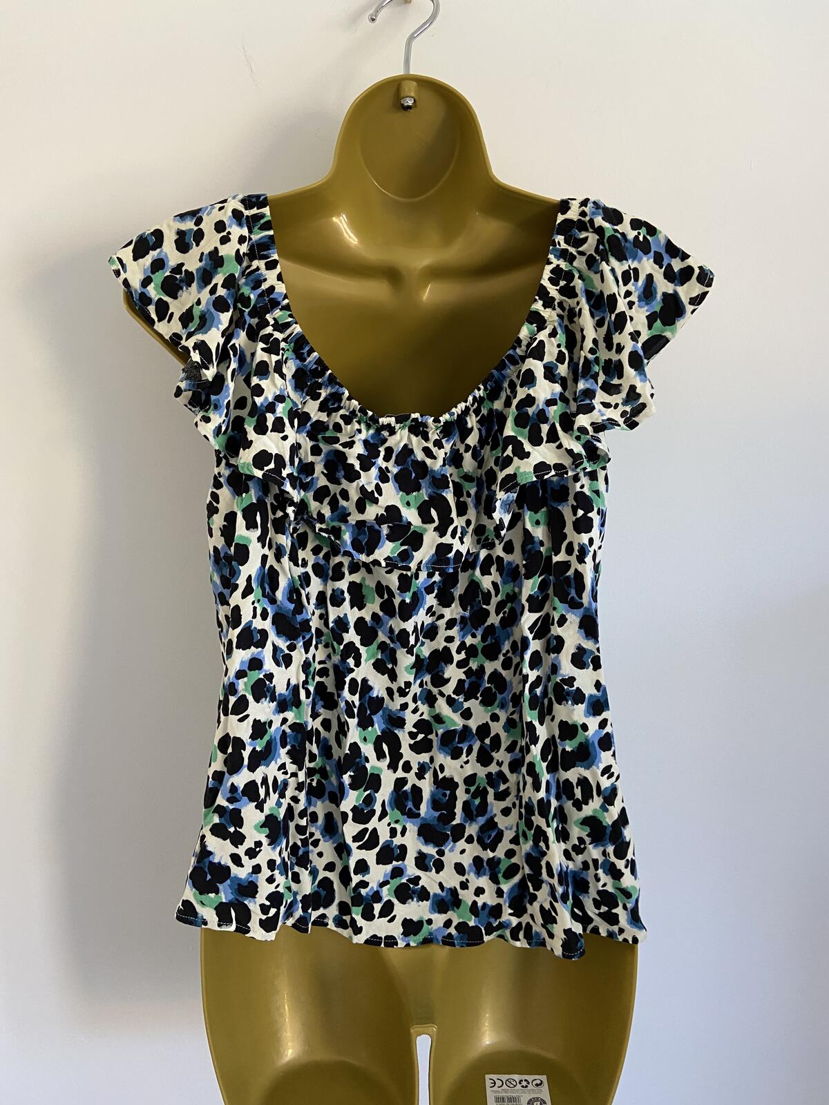 Papaya Women’s Cream Leopard Print Off-The-Shoulder Viscose Blouse Size 14