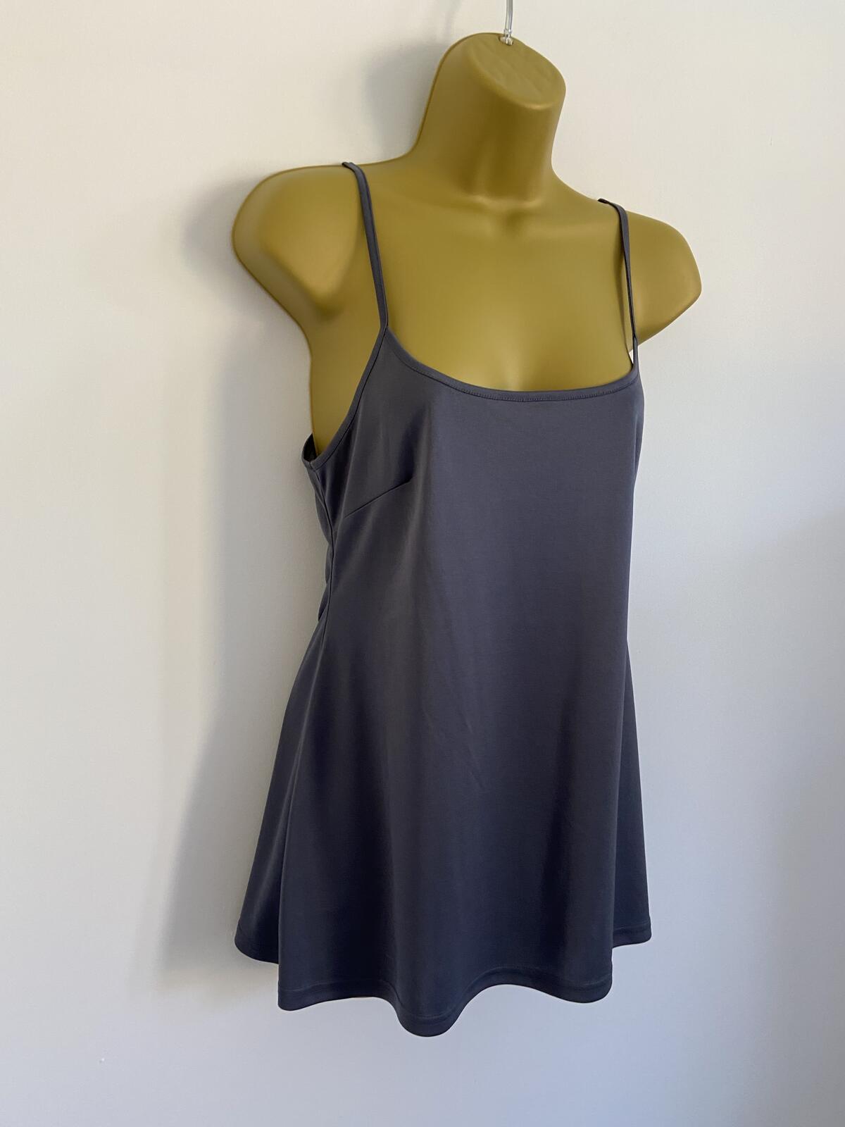 M&S Women’s Dark Blue Grey Soft Touch Strappy Cami Vest Top Size 12