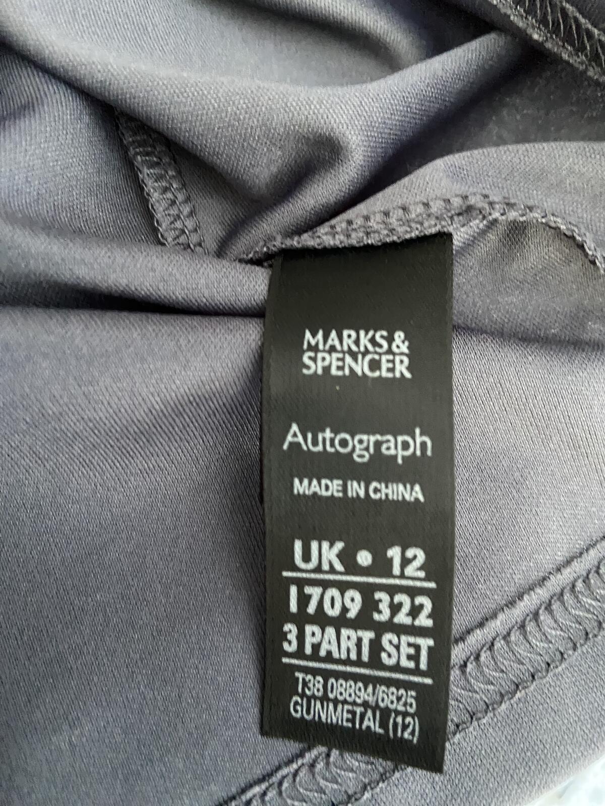 M&S Women’s Dark Blue Grey Soft Touch Strappy Cami Vest Top Size 12