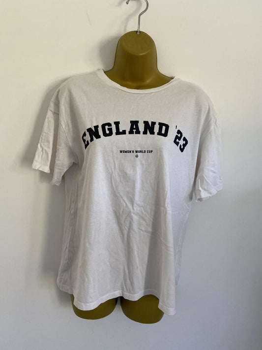 F&F Women's White England 23 Women’s World Cup 100% Cotton T-Shirt Size Small