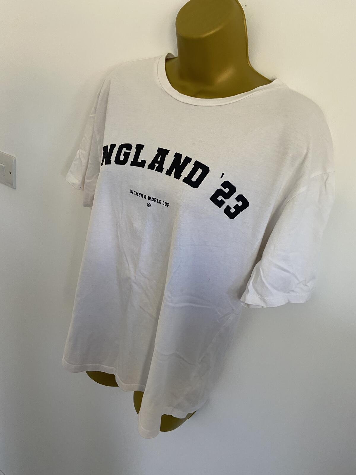F&F Women's White England 23 Women’s World Cup 100% Cotton T-Shirt Size Small