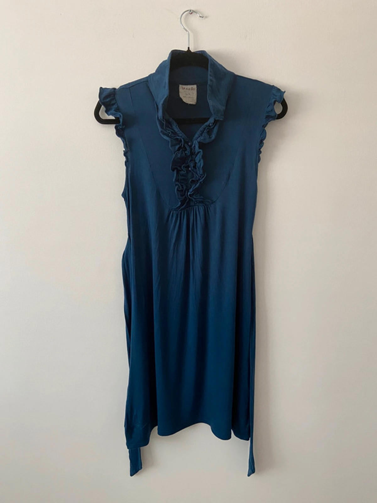 Ladies Navy Blue Dress Ruffle Tie size Small