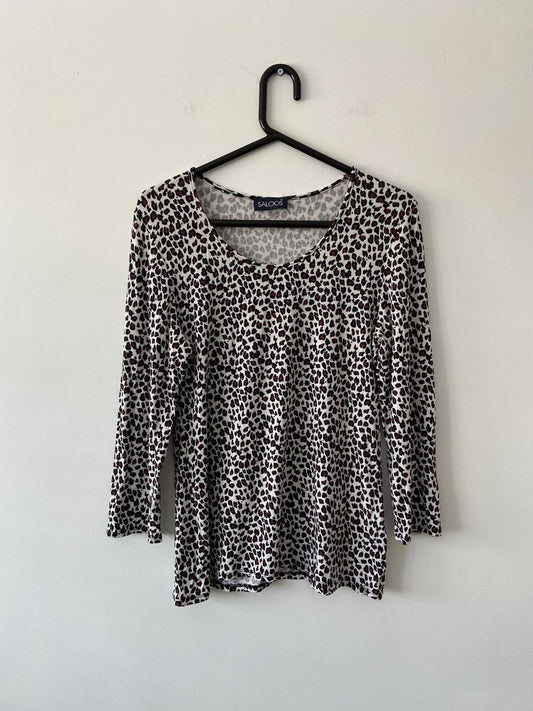 Saloos Long Sleeve Tshirt Animal Print Scoop Neck Size 12