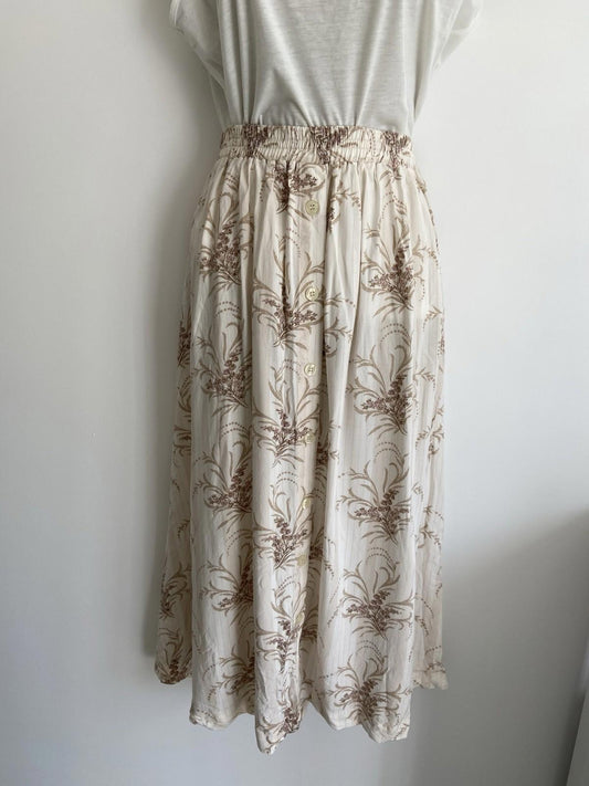 Capacity Women’s Skirt – Size XL, Floral & Stripe Print, Button Front, Pockets