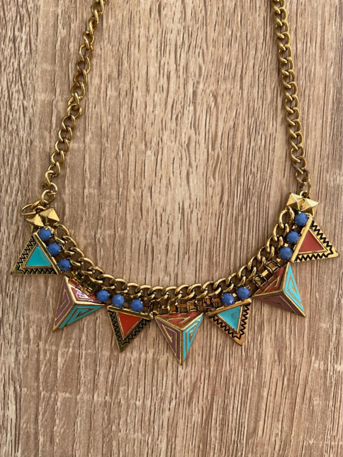 Statement Tribal-Inspired Triangle Necklace – 20cm Drop Boho Festival geometric