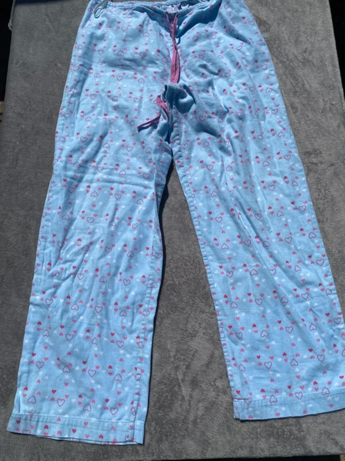 M&S Women’s Blue Heart Print Cotton Pyjama Set - Size 16 Long