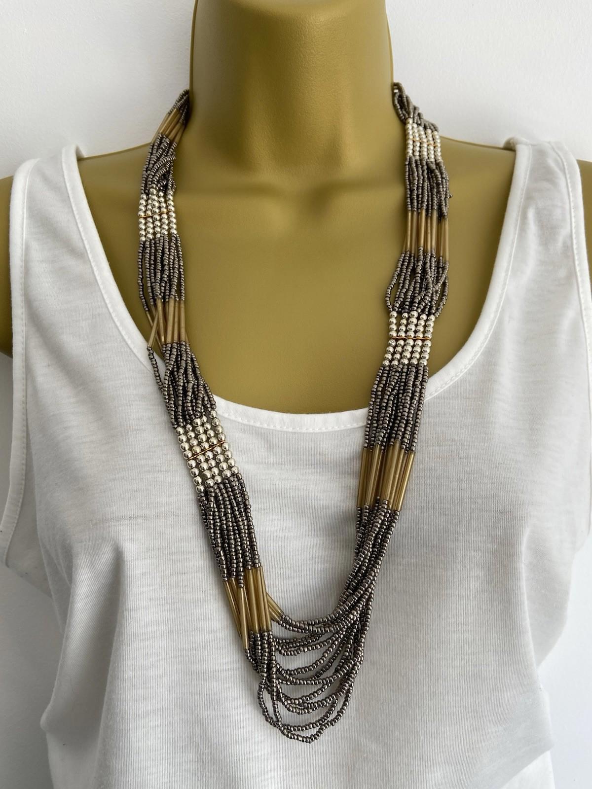 DesignSix London Beaded Necklace – Brown & Gold Holiday