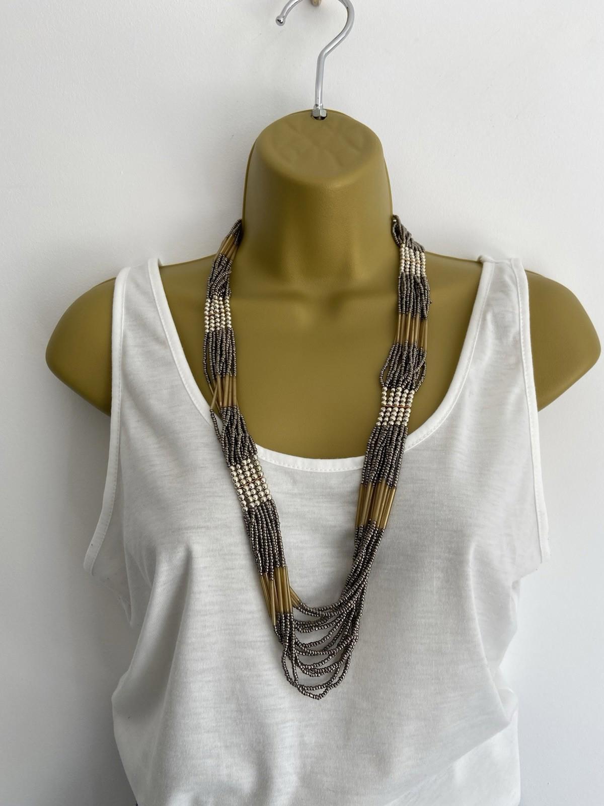 DesignSix London Beaded Necklace – Brown & Gold Holiday
