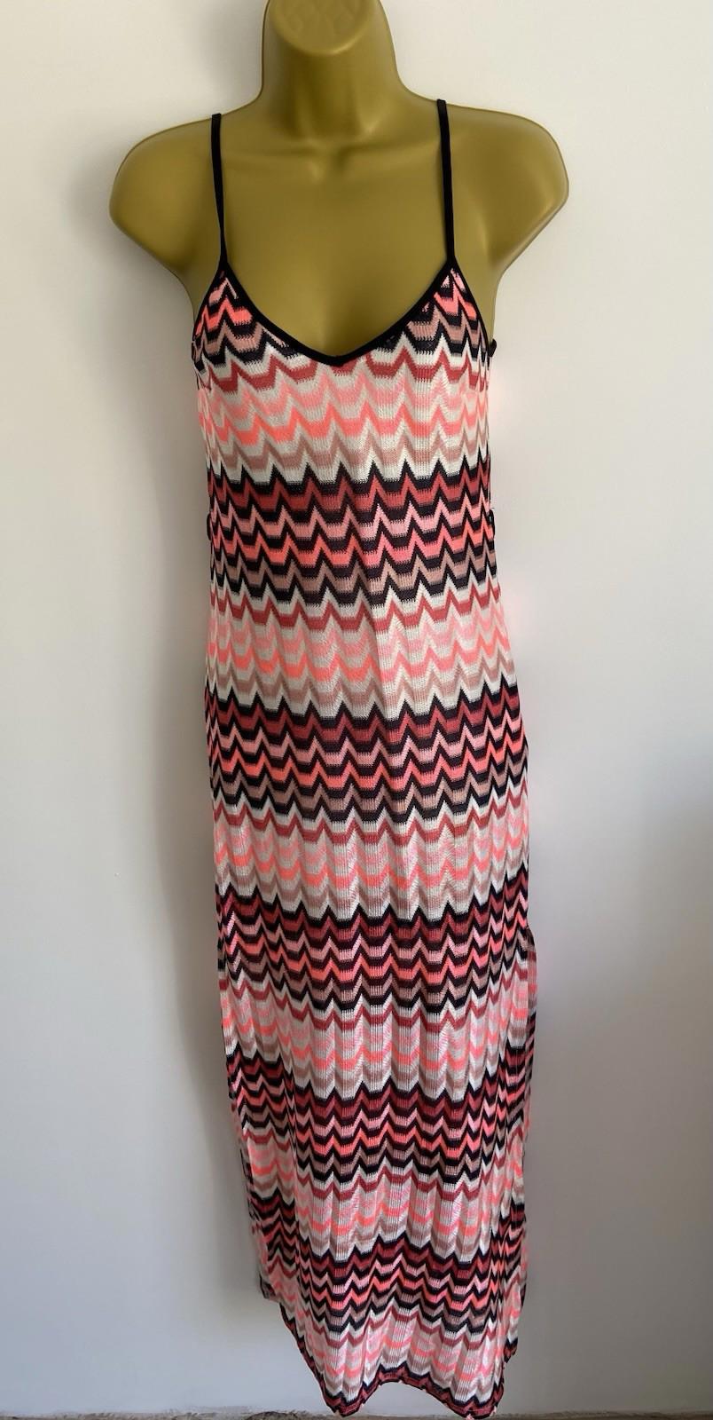 New Look Size 6 Sleeveless Dress – Geometric Print, Adjustable Straps, Spilts