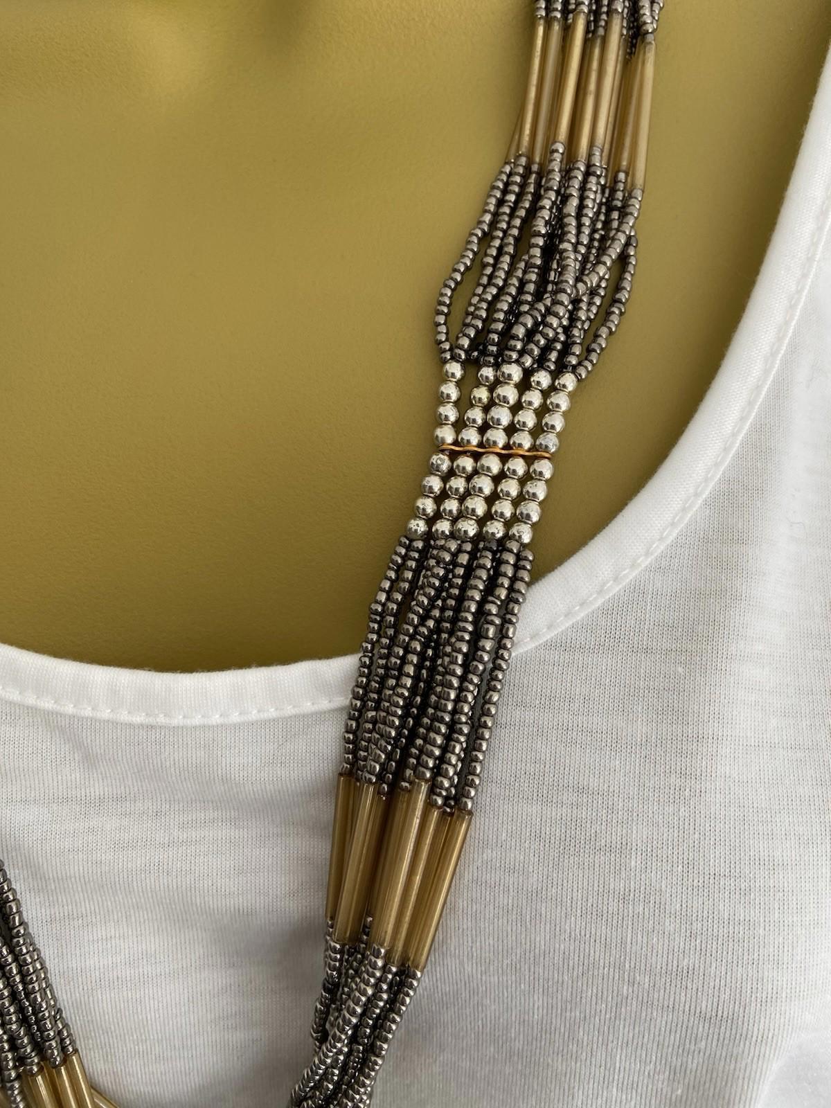 DesignSix London Beaded Necklace – Brown & Gold Holiday