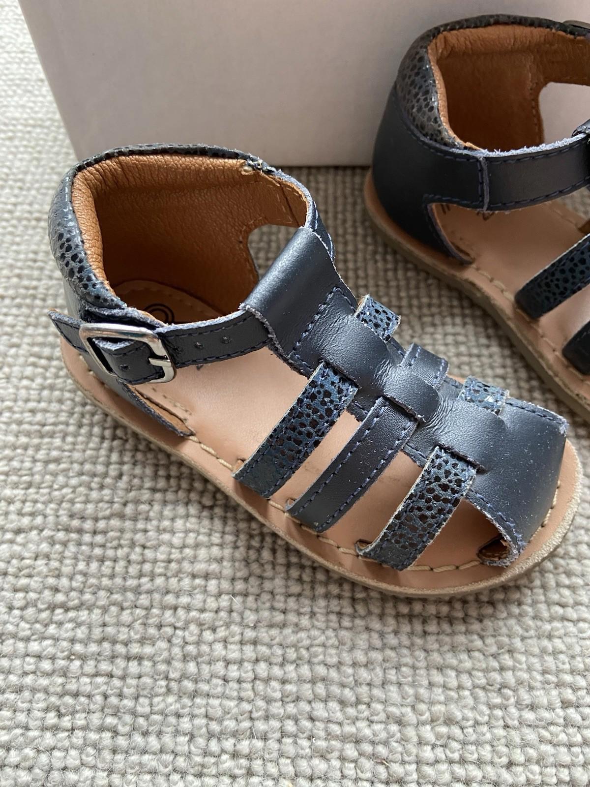 La Redoute RR Girls’ Brown & Blue Leather Spotty Sandals – Size 22 – With Box