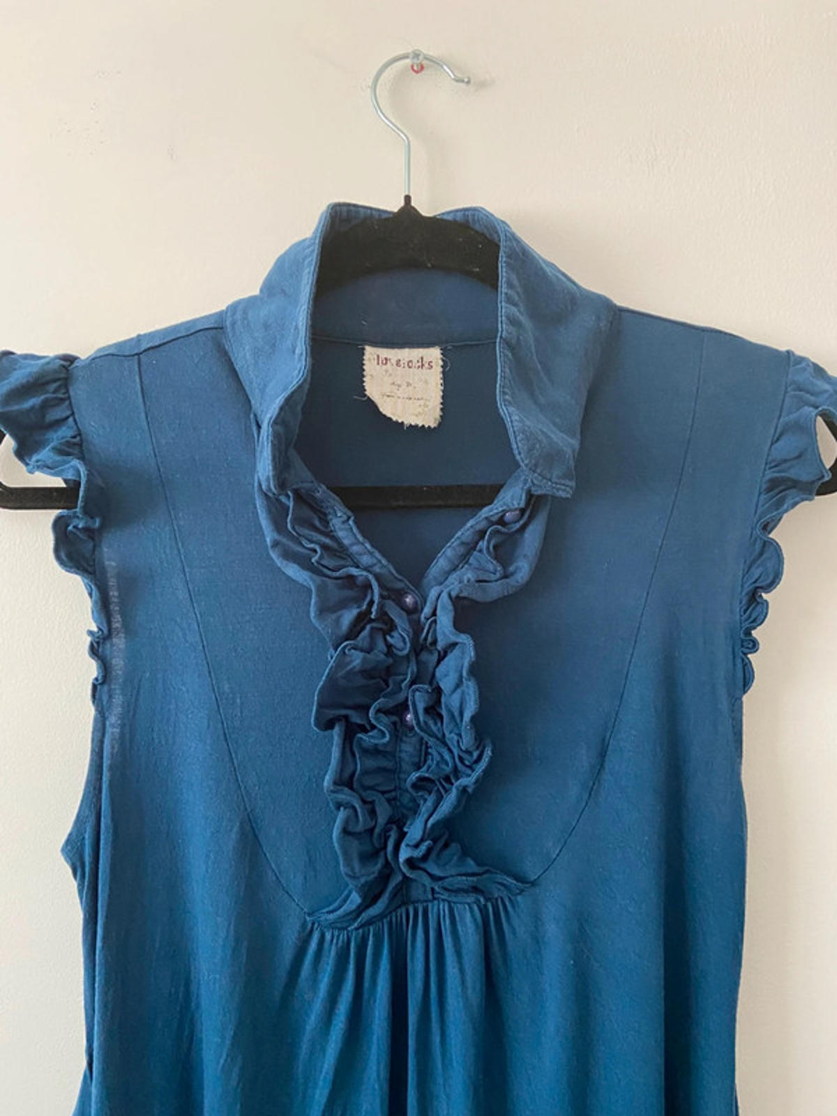 Ladies Navy Blue Dress Ruffle Tie size Small